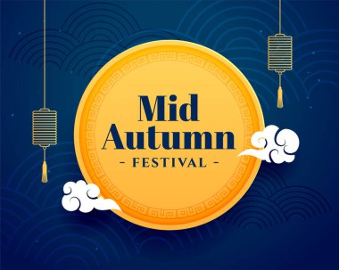 3d paper style mid autumn festival banner design