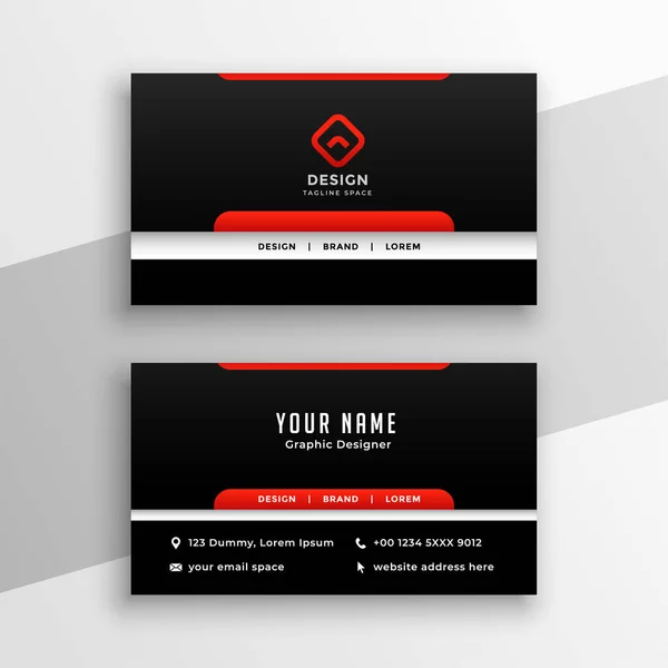 Black Business Card Professional Design Template — Stok Vektör