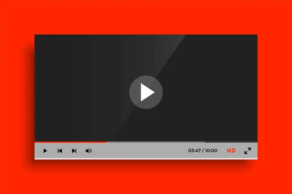Red Modern Video Player Template Design — ストックベクタ