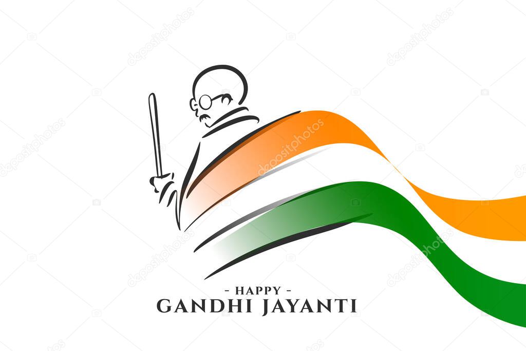 happy 2nd october holiday template with indian flag 