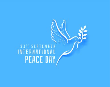 Mutlu 21 Eylül şablonları, güvercin ve zeytin dalı tasarımı. 