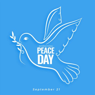 Güvercin ve zeytin tasarımı asgari uluslararası barış günü afişi 