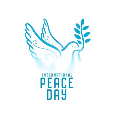 Kuşlu ve zeytin dalı tasarımlı soyut barış günü tebrik kartı 