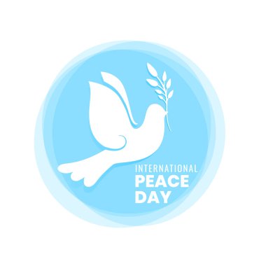 Güvercin ve zeytin dalı tasarımlı soyut uluslararası barış günü posteri 