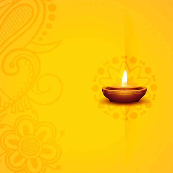 Estilo Indio Cartel Deepavali Con Diya Espacio Texto — Vector de stock