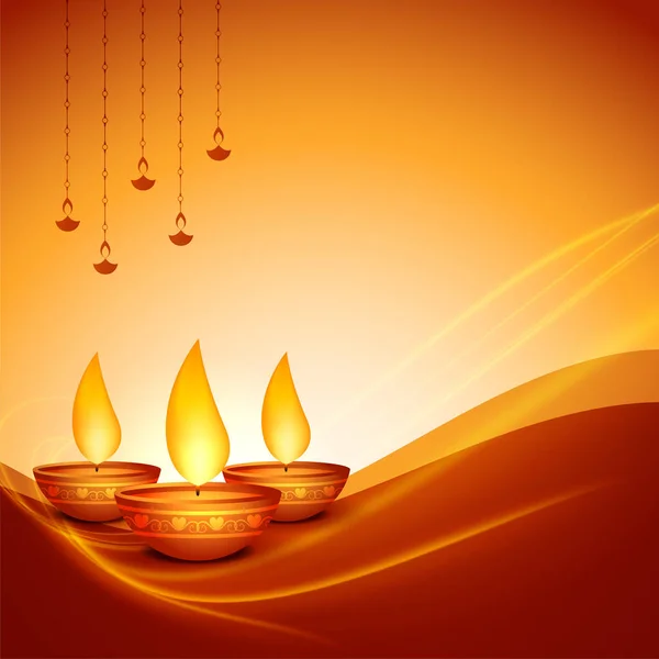 Shubh Diwali Tarjeta Felicitación Con Diya Espacio Texto — Vector de stock