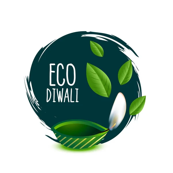 Elegante Green Diwali Event Card Nel Concetto Eco Friendly — Vettoriale Stock