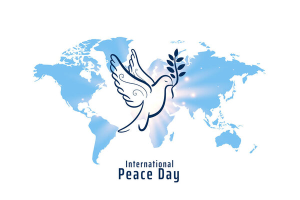 international peace day background with dove in sillhouette style 