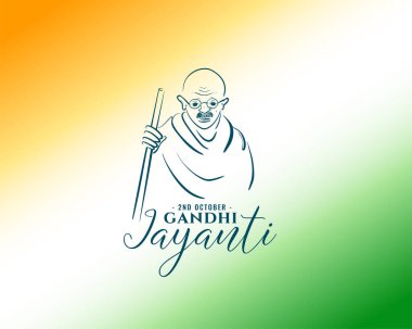 Gandi ji üç renkli arka planda Gandhi Jayanti afişi çizimi 