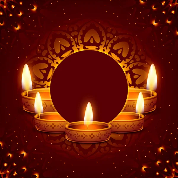 Fondo Floral Brillante Con Diya Aceite Para Celebración Diwali — Vector de stock