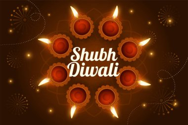 Shinny shubh diwali bayrağı ve gerçekçi petrol diya tasarımı 