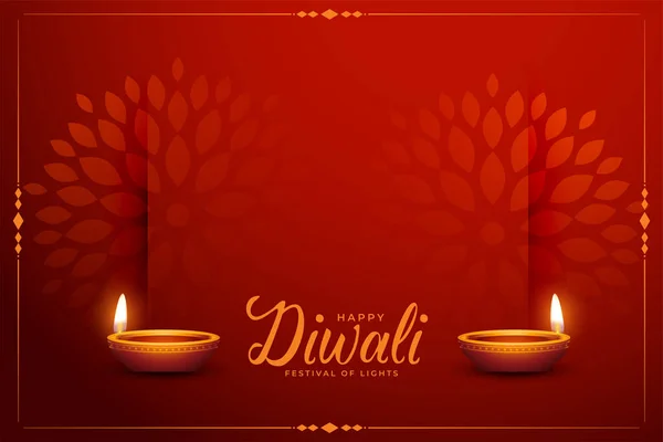 Banner Tradicional Del Festival Diwali Con Fondo Floral Color Rojo — Archivo Imágenes Vectoriales