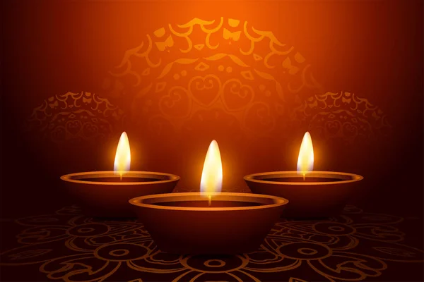 Élégant Modèle Festival Diwali Avec Lampe Sur Design Rangoli — Image vectorielle