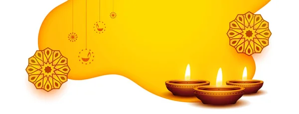 Elegante Banner Diwali Ocasión Web Amplia Con Espacio Texto — Vector de stock