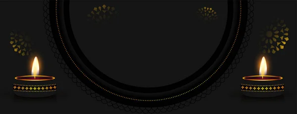 Indický Festival Diwali Banner Obrázkem Nebo Textový Prostor Vektor — Stockový vektor