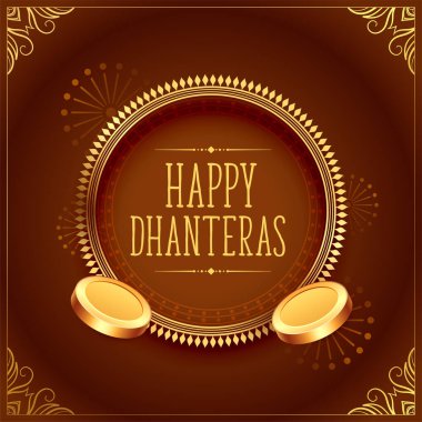 happy dhanteras traditional background with gold coin  clipart