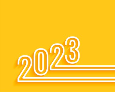 Satır biçimi vektöründe asgari 2023 yeni yıl sarı arkaplan