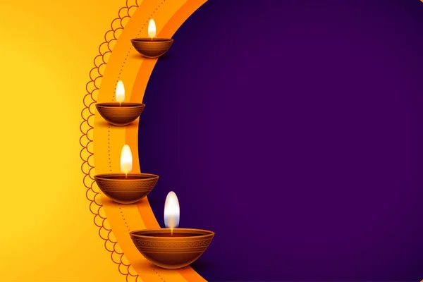 Hindu Diwali Puja Tło Obrazem Lub Miejsca Tekstowego Lampy — Wektor stockowy