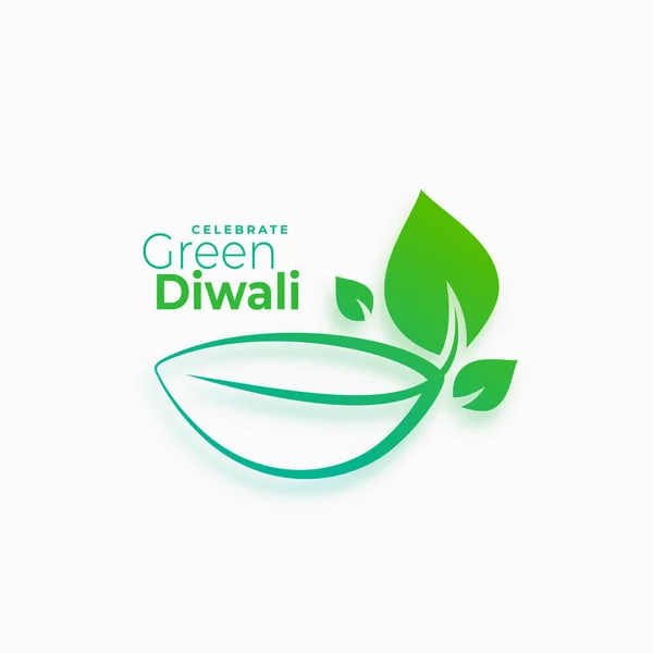 Happy Diwali Creative Green Eco Diya Design Front — стоковый вектор