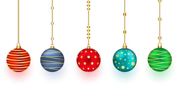 Ensemble Cinq Éléments Boule Noël Pour Décoration — Image vectorielle