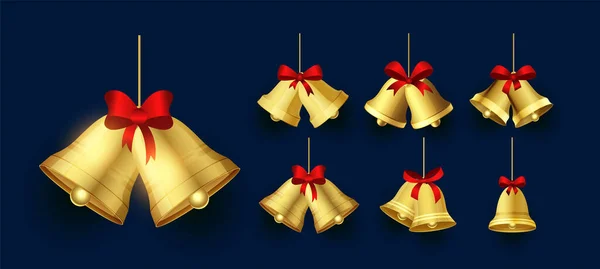 Colección Campana Jingle Navidad Para Diseño Decoración Navidad — Archivo Imágenes Vectoriales