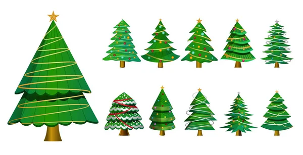 Collezione Design Decorativo Albero Natale — Vettoriale Stock