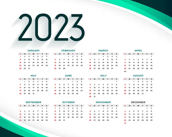2023 Nieuw Jaar Kalender Sjabloon Voor Zakelijke Briefpapier Vector — Stockvector