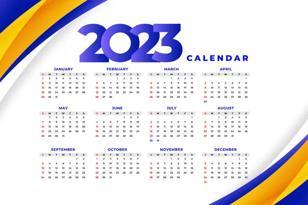 Estilo Moderno Ano Novo 2023 Calendário Fundo Vetor — Vetor de Stock