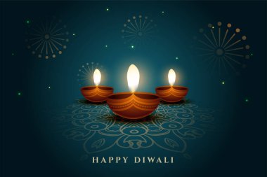 Rangoli dizaynında diya ile zarif diwali festivali geçmişi 