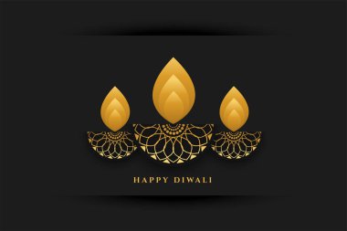 Diwali festivali afişi için etnik stil altın diya 