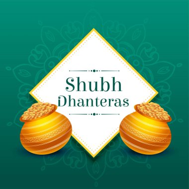 shubh dhanteras occasion background with golden coin pot design  clipart