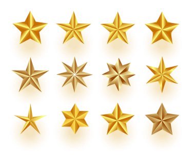 Noel tatili için dekoratif altın yıldız seti