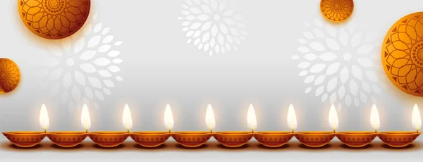 Bannière Occasion Shubh Diwali Avec Espace Texte Vecteur Décoration Diya — Image vectorielle