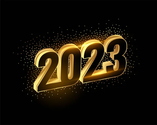 2023 Złoty Tekst Nowy Sztandar Roku Złotym Wektorem Cząstek — Wektor stockowy