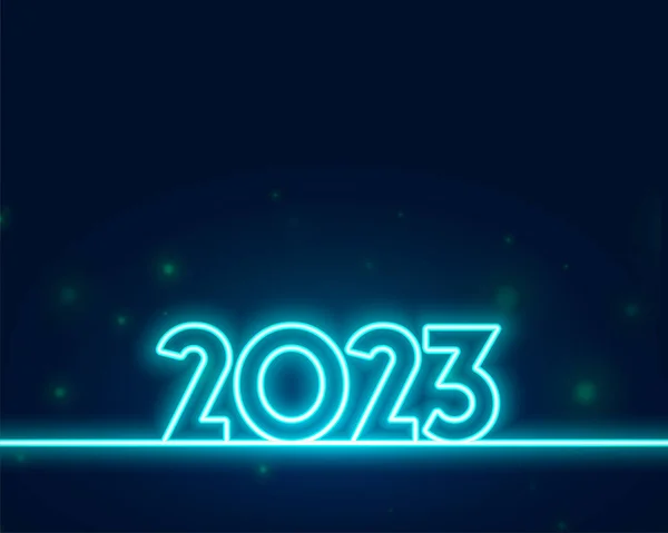 2023 Text Leuchtenden Neon Stil Für Den Neujahrs Ereigniskartenvektor — Stockvektor