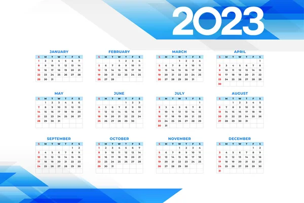 Šablona Kalendáře Jedné Stránky Pro Vektor 2023 Let — Stockový vektor