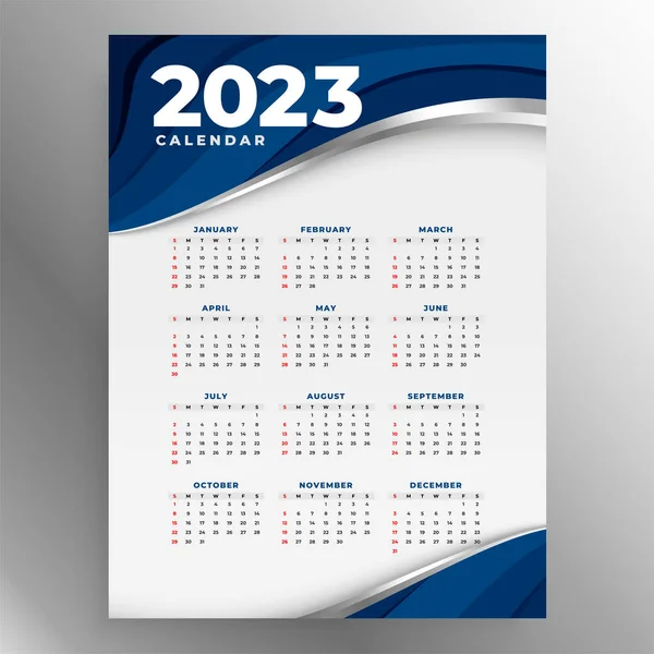 Trevlig 2023 Kontor Kalender Layout För Business Desk Vektor — Stock vektor