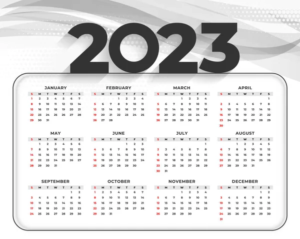 2023 Nový Rok Kalendář Vlnovém Stylu Vektoru — Stockový vektor