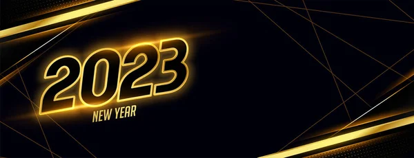 Гарний 2023 Новорічний Банер Подій Золотими Лініями Вектор — стоковий вектор