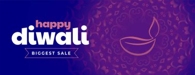Sanatsal diya vektörlü mutlu diwali en büyük satış afişi 