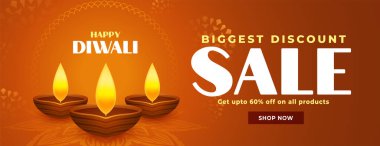 diwali festivali vektör tasarımı için en büyük indirimli pankart 