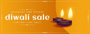 İyi shubh deep avali satışı ve indirimli bayrak ve gerçekçi diya vektörü 