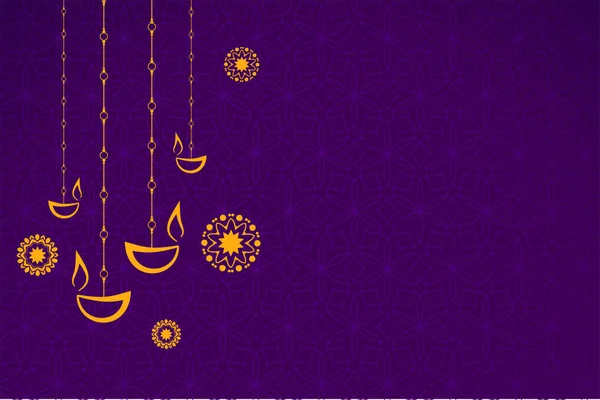 Asılı Diya Metin Alanı Olan Minimal Diwali Arkaplanı — Stok Vektör