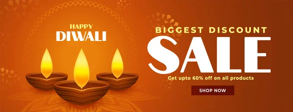 Biggest Sale Discount Banner Diwali Festival Vector Design — Stock Vector