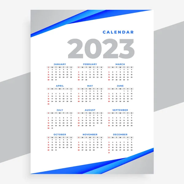 Enkel Utskrivbar 2023 Office Kalender Layout Vektor — Stock vektor
