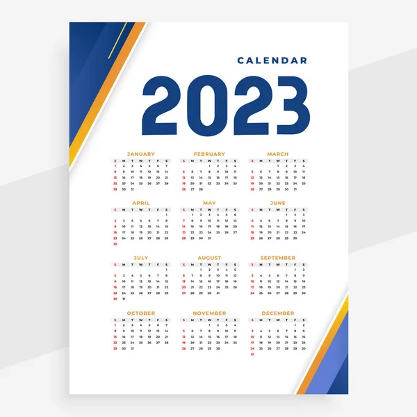 2023 Papperskalender Layout Tryckbar Stil Vektor — Stock vektor