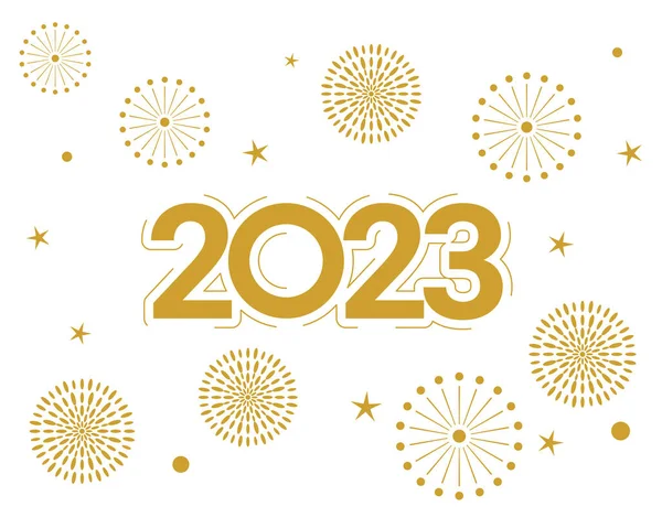Feliz Año Nuevo 2023 Tarjeta Felicitación Con Vector Fuegos Artificiales — Vector de stock