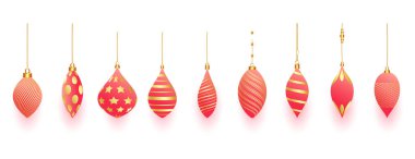 Kırmızı renkli dekoratif noel eşyaları paketi. 