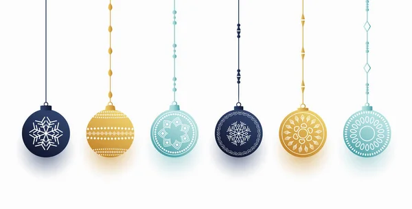 Conjunto Elementos Bauble Navidad Diseño Artístico — Vector de stock