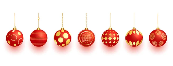 Набор Изолированных Элементов Рождества Безделушки Дизайн Красном Цвете — стоковый вектор